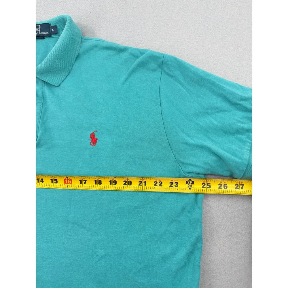 Polo Ralph Lauren Mens Teal Short Sleeve Pique Cotton Polo Shirt Size L Preppy